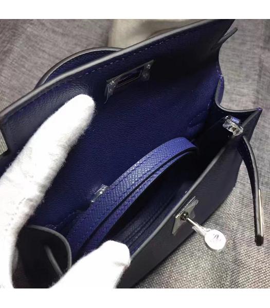 Hermes Kelly 20cm Sapphire Blue Original Leather Mini Tote Bag Silver Hardware-4