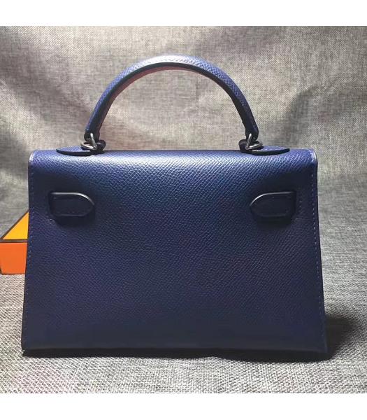 Hermes Kelly 20cm Sapphire Blue Original Leather Mini Tote Bag Silver Hardware-5