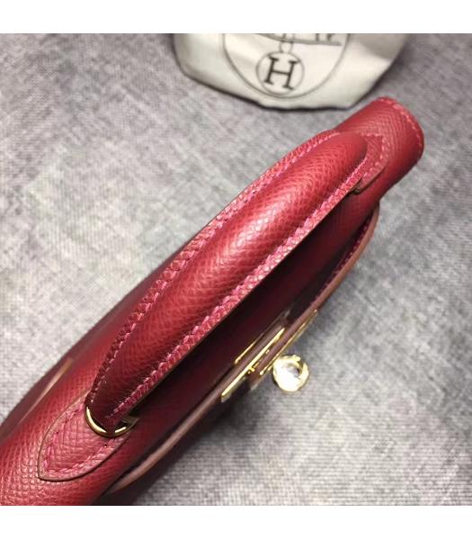Hermes Kelly 20cm Wine Red Original Leather Mini Tote Bag Golden Hardware-4