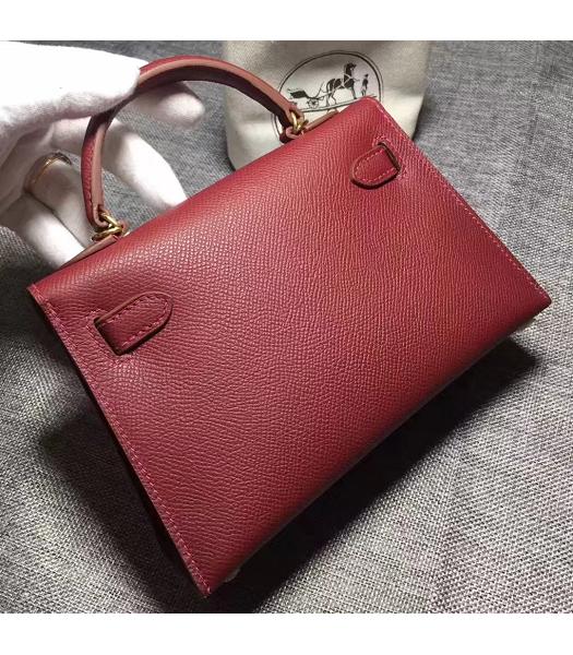 Hermes Kelly 20cm Wine Red Original Leather Mini Tote Bag Golden Hardware-5