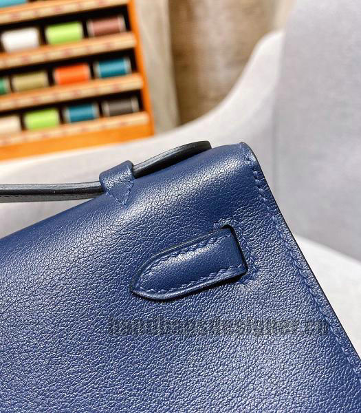 Hermes Kelly 22cm Bag Blue Imported Swift Leather Golden Metal-4