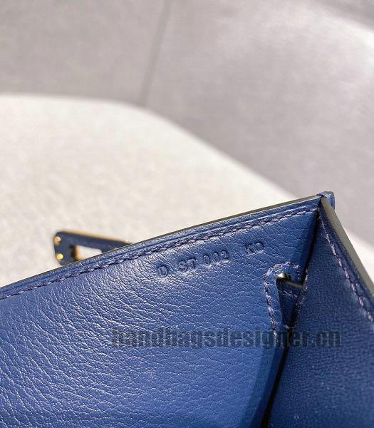Hermes Kelly 22cm Bag Blue Imported Swift Leather Golden Metal-6