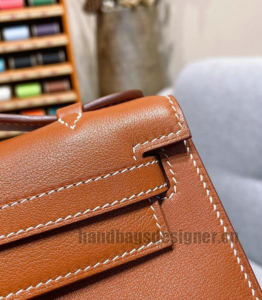 Hermes Kelly 22cm Bag Brown Imported Swift Leather Golden Metal-5