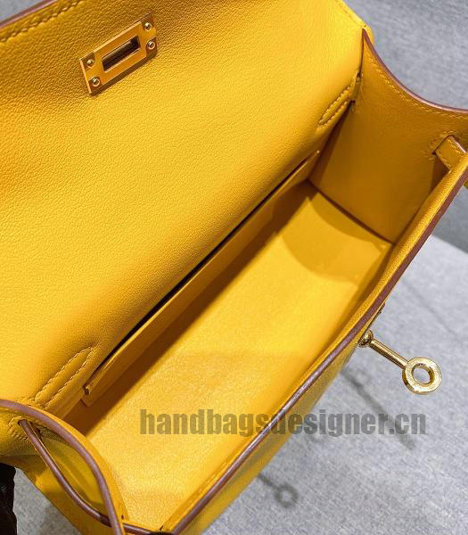 Hermes Kelly 22cm Bag Yellow Imported Swift Leather Golden Metal-1
