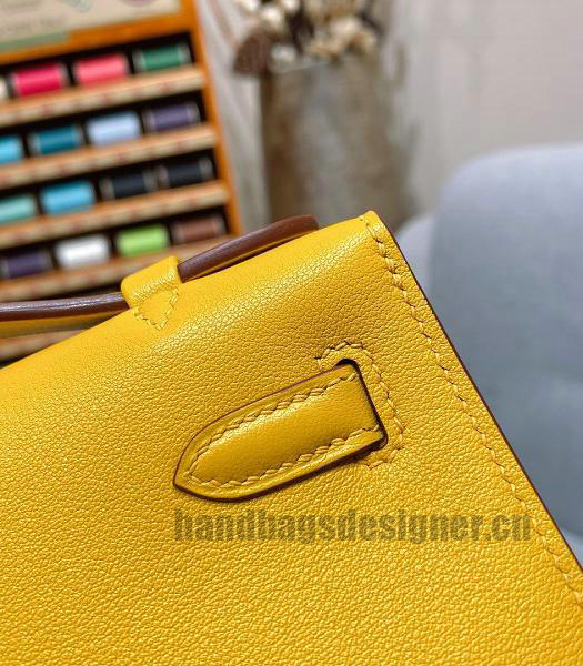 Hermes Kelly 22cm Bag Yellow Imported Swift Leather Golden Metal-2