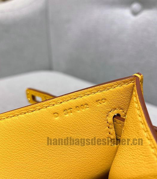 Hermes Kelly 22cm Bag Yellow Imported Swift Leather Golden Metal-3