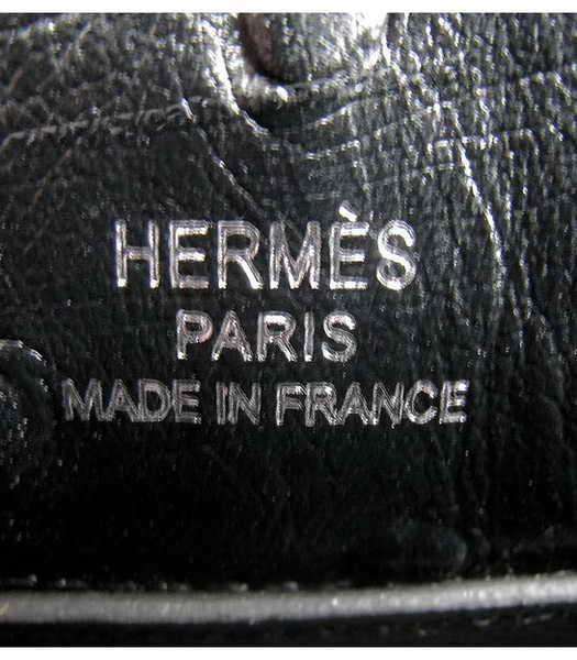 Hermes Kelly 22cm Black Ostrich Veins Silver Metal-6