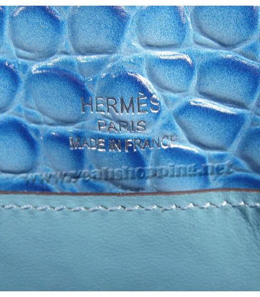 Hermes Kelly 22cm Light Blue Stone Veins Leather Silver Metal-7