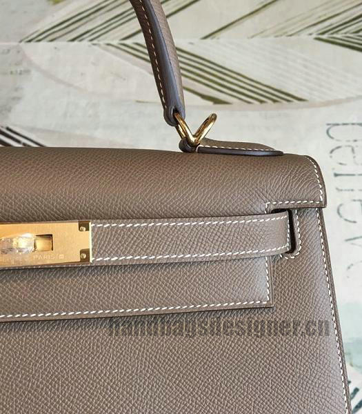 Hermes Kelly 28cm Bag Elephant Grey Imported Epsom Leather Golden Metal-3