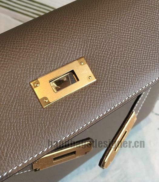 Hermes Kelly 28cm Bag Elephant Grey Imported Epsom Leather Golden Metal-6
