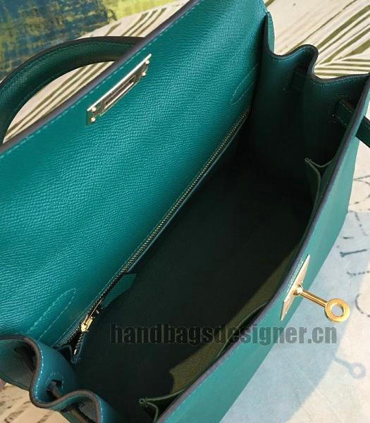 Hermes Kelly 28cm Bag Peacock Green Imported Epsom Leather Golden Metal-4