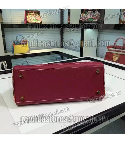 Hermes Kelly 28cm Original Leather Lace Tote Bag Wine Red-3