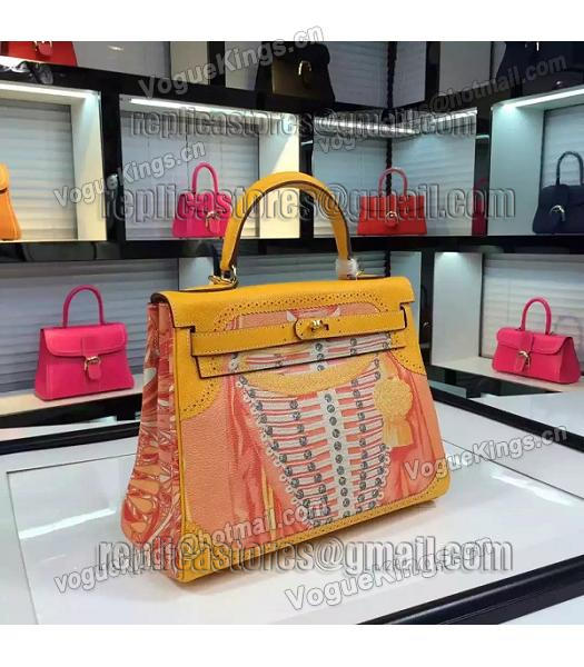 Hermes Kelly 28cm Original Leather Lace Tote Bag Yellow-1