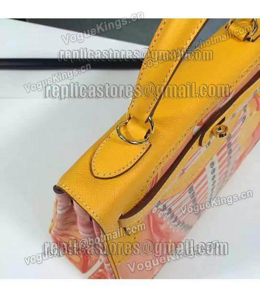 Hermes Kelly 28cm Original Leather Lace Tote Bag Yellow-4