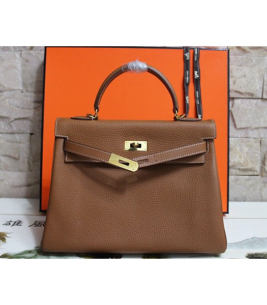 Hermes Kelly 28cm Original Togo Leather Bag In Earth Yellow