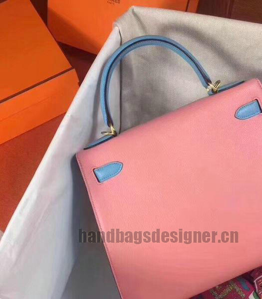 Hermes Kelly 28cm Yellow/Pink Imported Lambskin Leather Bag Golden Metal-6