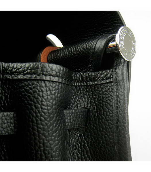Hermes Kelly 32cm Black with Orange Leather Silver Lock -6