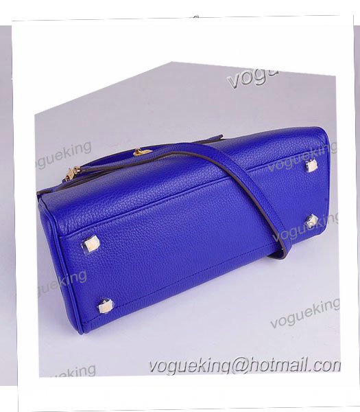 Hermes Kelly 32cm Electric Blue Calfskin Leather Bag with Golden Metal-3