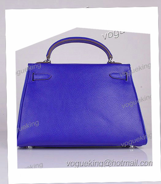 Hermes Kelly 32cm Electric Blue Calfskin Leather Bag with Silver Metal-2