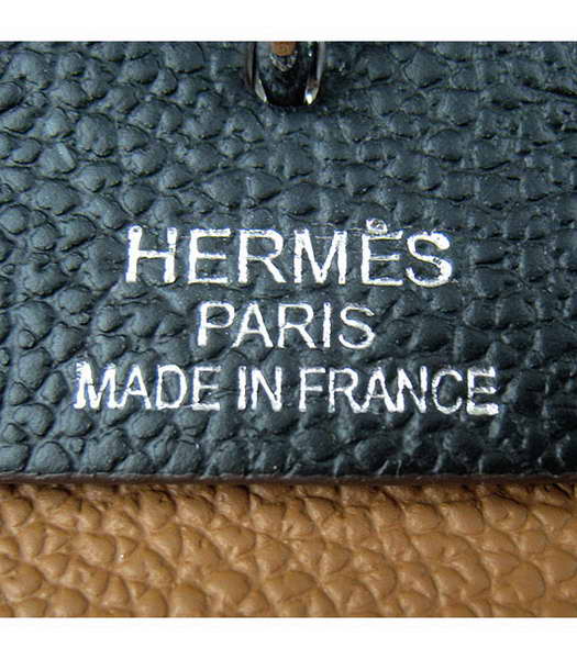 Hermes Kelly 32cm Light Coffee with Black Leather Silver Lock -6