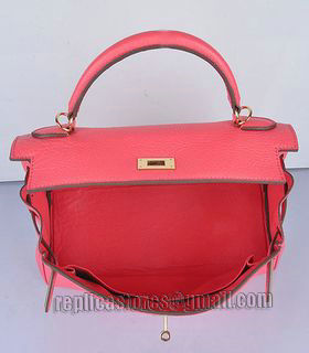 Hermes Kelly 32cm Lipstick Pink Togo Leather Bag with Golden Metal-5