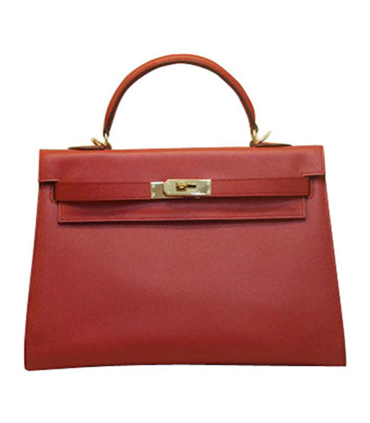Hermes kelly 32cm Red Palm Print Leather Bag