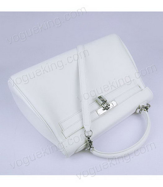 Hermes Kelly 32cm White Plain Veins Bag with Silver Metal-4