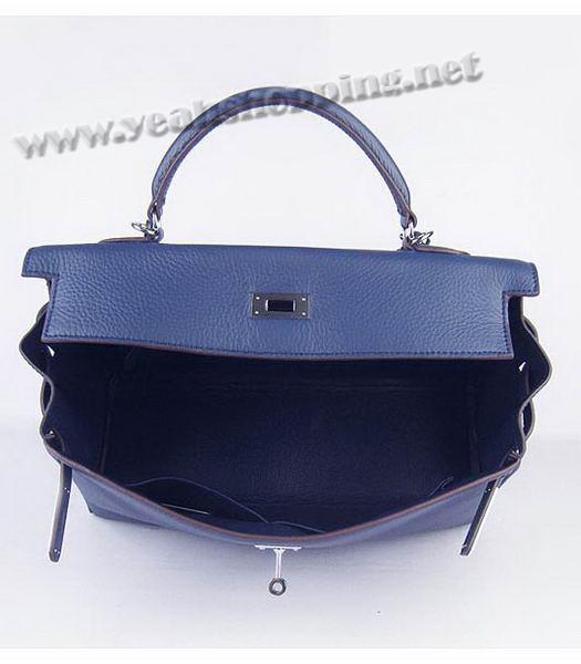 Hermes Kelly 35cm Dark Blue Togo Leather Bag Silver Metal-5