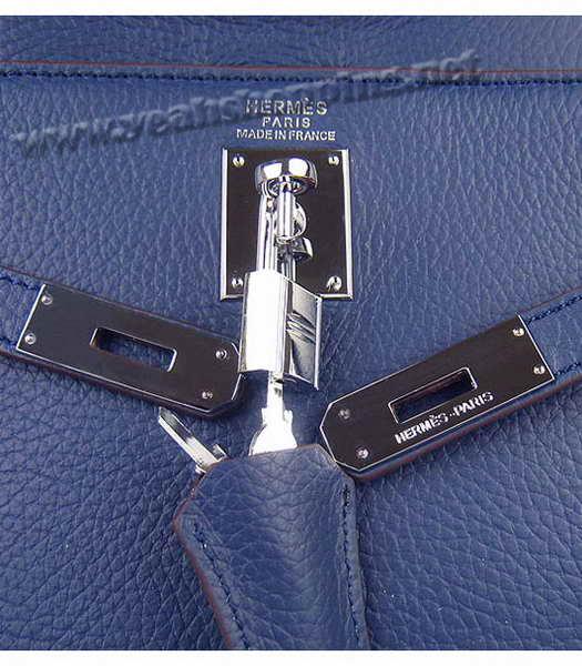 Hermes Kelly 35cm Dark Blue Togo Leather Bag Silver Metal-6