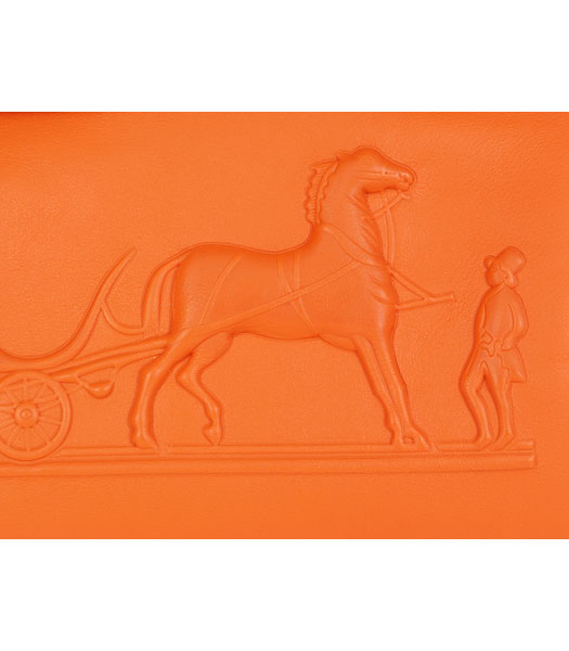 Hermes Kelly 35cm Horse-drawn Carriage Orange Plain Veins Bag Silver Metal-6