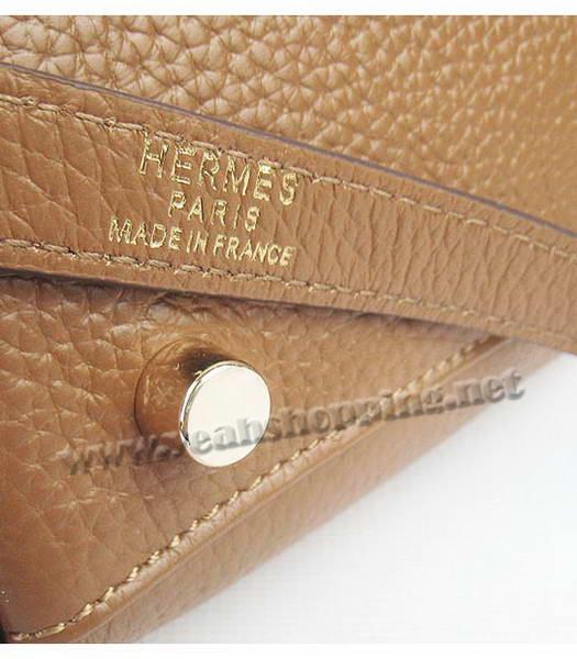 Hermes Kelly 35cm Light Coffee Togo Leather Bag Golden Metal-8