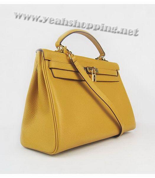 Hermes Kelly 35cm Yellow Togo Leather Bag Golden Metal-1