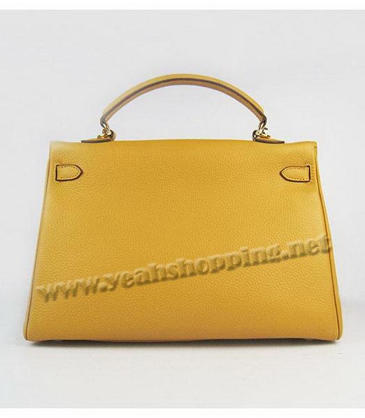 Hermes Kelly 35cm Yellow Togo Leather Bag Golden Metal-2