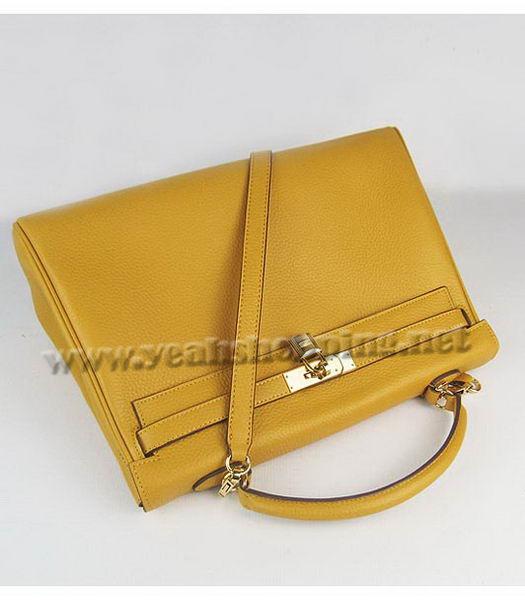 Hermes Kelly 35cm Yellow Togo Leather Bag Golden Metal-4