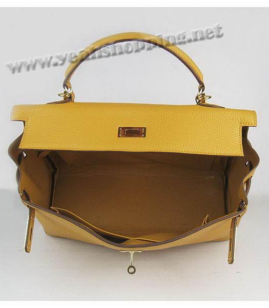 Hermes Kelly 35cm Yellow Togo Leather Bag Golden Metal-5