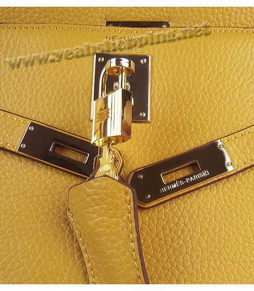 Hermes Kelly 35cm Yellow Togo Leather Bag Golden Metal-6