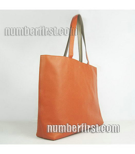 Hermes Large Embossed Calf Leather Shoulder Bag OrangeGrey-1