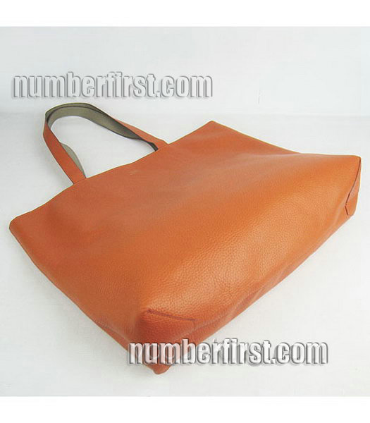 Hermes Large Embossed Calf Leather Shoulder Bag OrangeGrey-4
