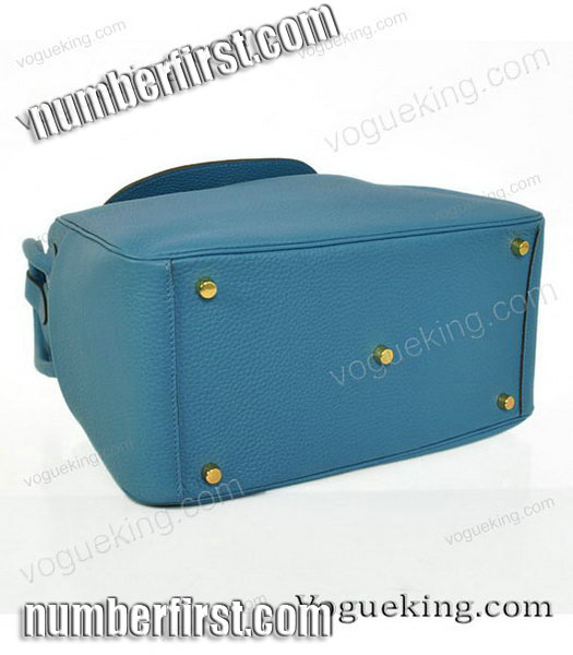 Hermes lindy 30cm Middle Blue Togo Leather Golden Metal Bag-4