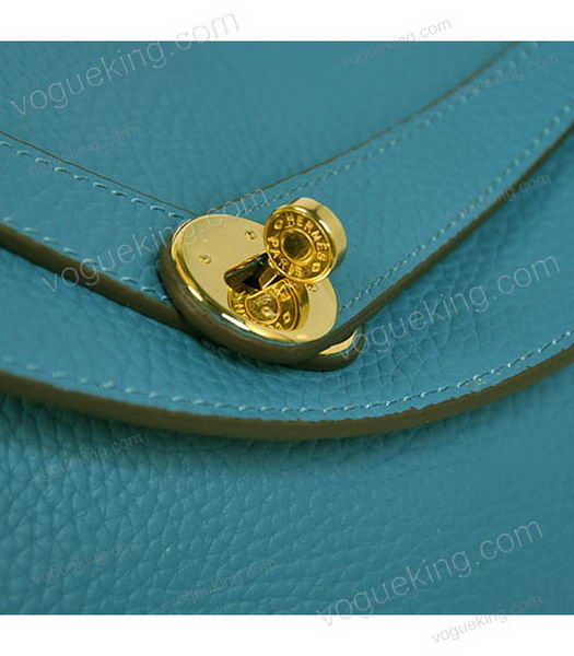 Hermes lindy 30cm Middle Blue Togo Leather Golden Metal Bag-6