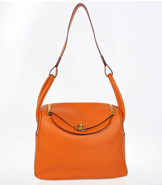 Hermes lindy 30cm Orange Togo Leather Golden Metal Bag