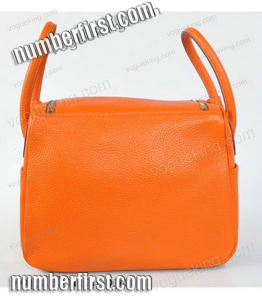 Hermes lindy 30cm Orange Togo Leather Silver Metal Bag-2