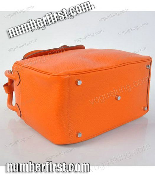 Hermes lindy 30cm Orange Togo Leather Silver Metal Bag-4