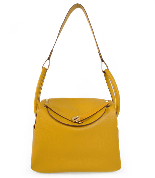 Hermes lindy 30cm Yellow Togo Leather Golden Metal Bag