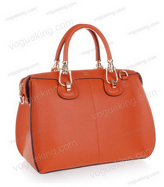 Hermes Medium Double-duty Orange Togo Leather Bag Golden Metal-1