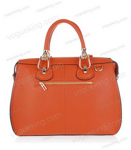 Hermes Medium Double-duty Orange Togo Leather Bag Golden Metal-2