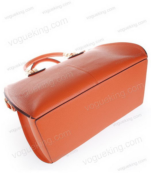 Hermes Medium Double-duty Orange Togo Leather Bag Golden Metal-3