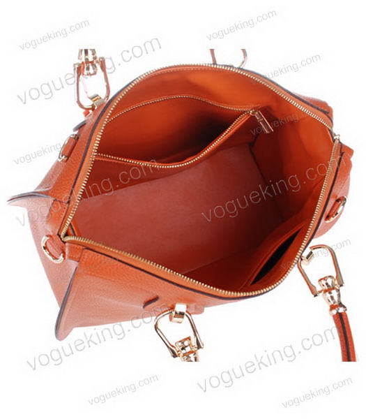 Hermes Medium Double-duty Orange Togo Leather Bag Golden Metal-4