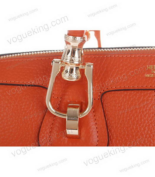 Hermes Medium Double-duty Orange Togo Leather Bag Golden Metal-5