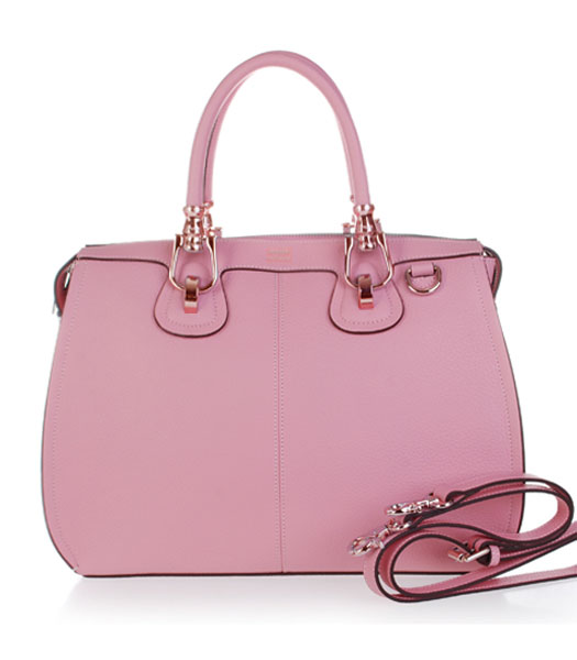 Hermes Medium Double-duty Pink Togo Leather Bag Golden Metal